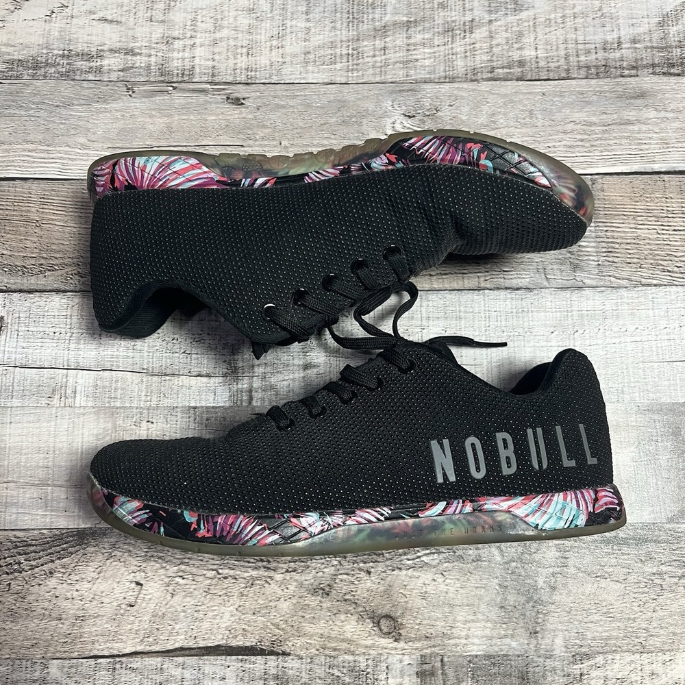 No Bull Shoes Women's Size 11 Black Floral Sole Athletic Sneakers